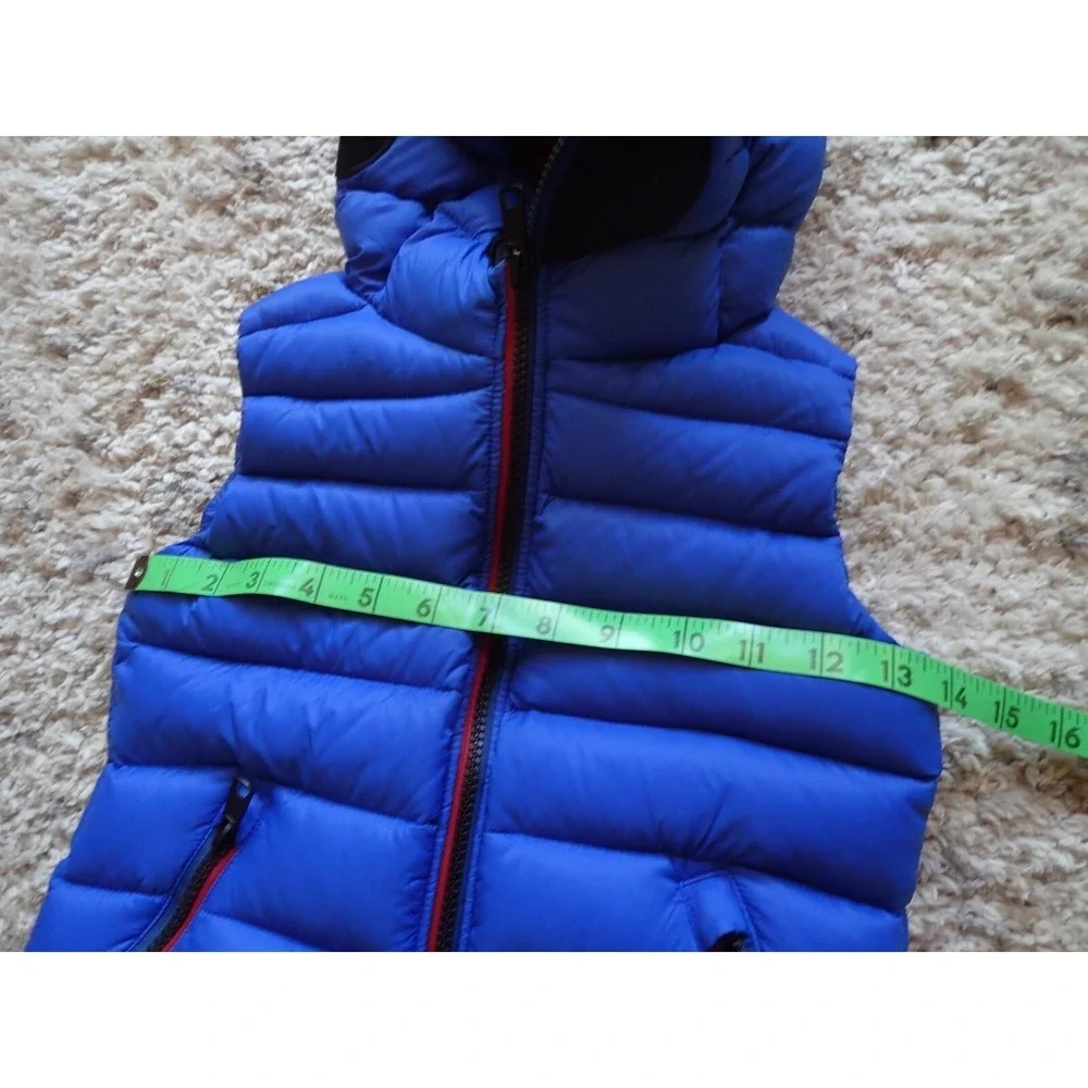 AI Riders On The Storm Puffer Vest Kids 6Y Blue Excellent Goggle Hood‎ Pom-Pom